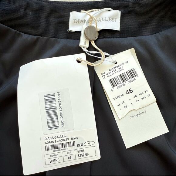 NWT!!! Diana Gallesi women black jacket size XL Retail 236$ - Picture 6 of 8
